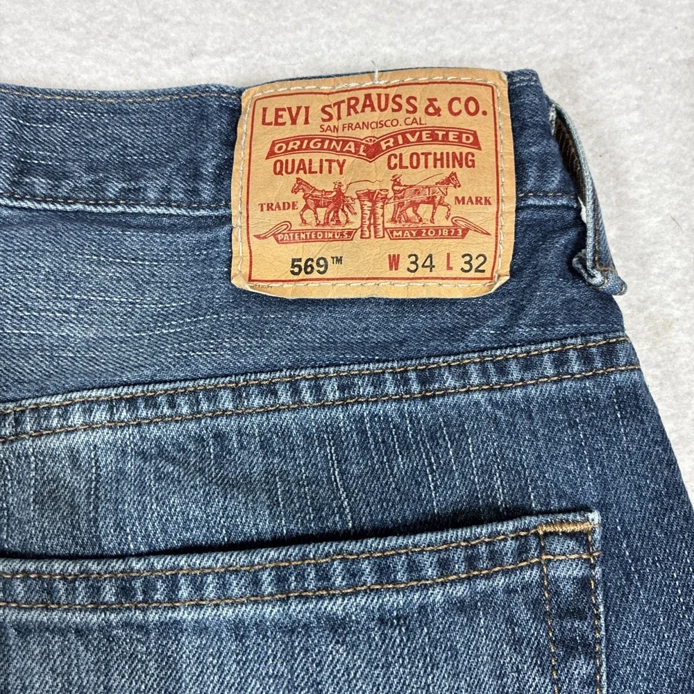 Vintage Levis 569 Jeans Loose Straight Baggy Medium Wash Grunge 90s Y2K 34x32